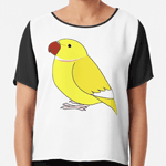 Cute fluffy lutino indian ring-necked parrot cartoon drawing Chiffon Top