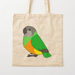 Cute fluffy senegal parrot cartoon drawing Tote Bag