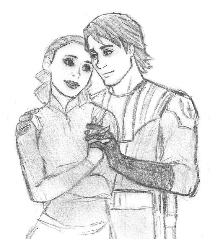 Padme and Anakin - Star Wars Clone Wars sketch