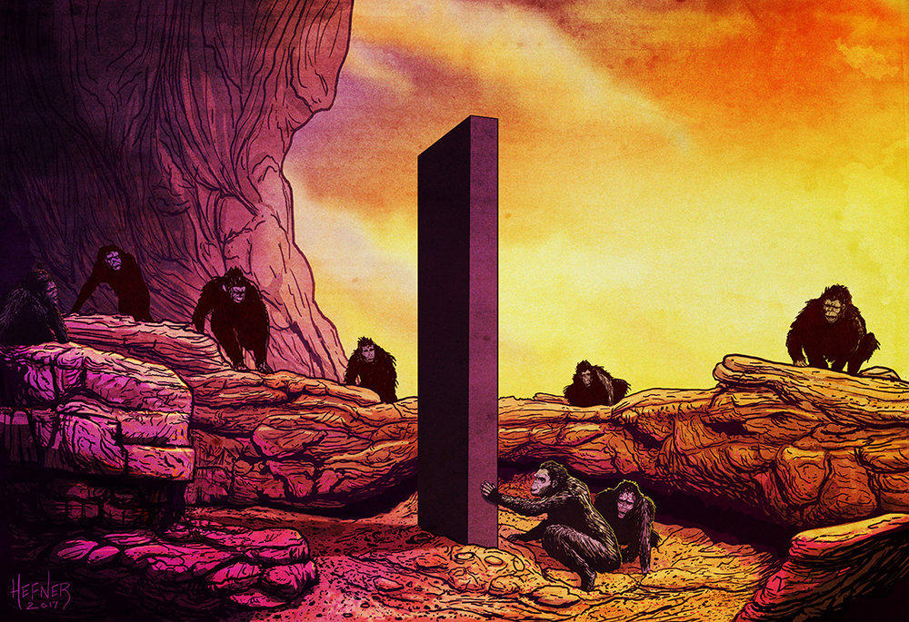 THE MONOLITH AND THE APE MEN 2001 A Space Odyssey by HalHefnerART on DeviantArt
