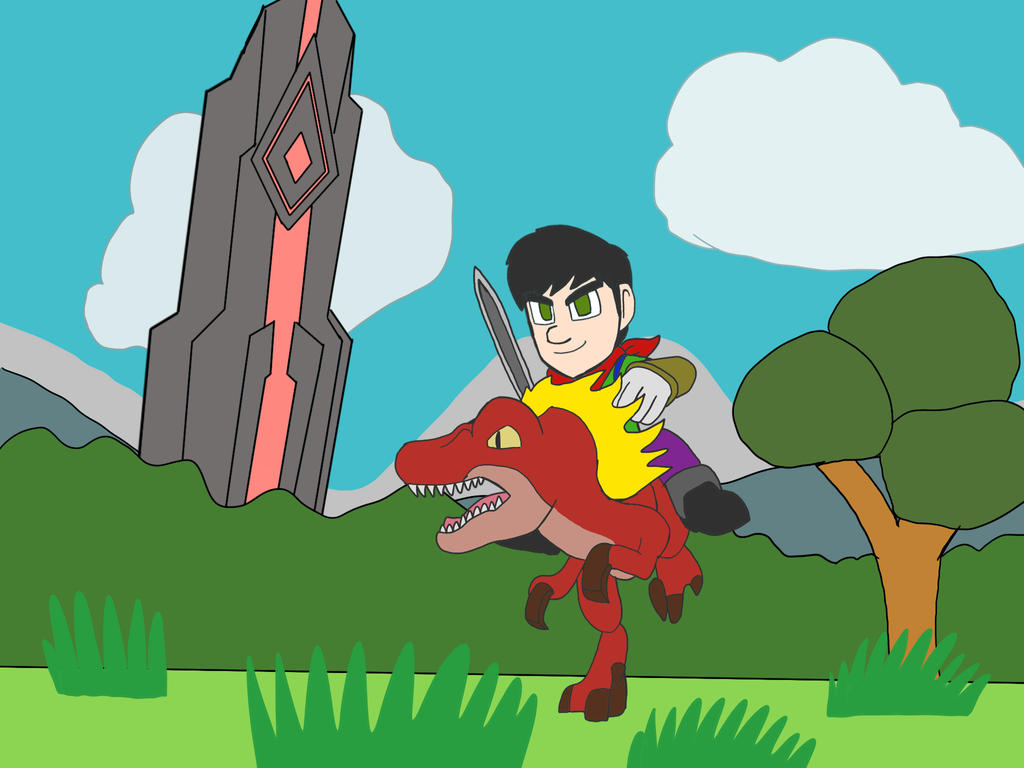 Sam riding Raptor in PixARK cartoon by JManTheAngel2 on DeviantArt