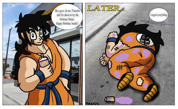 Yamcha tries the Grimace Shake