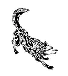 Creeping Wolf Tribal Tattoo