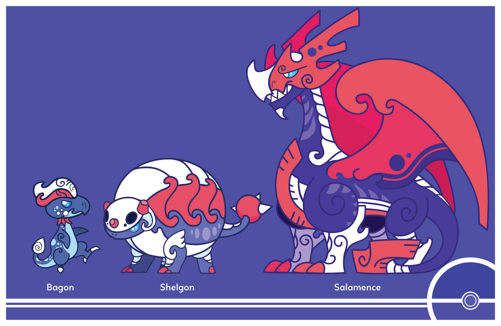 Pokemon #371-372-373 by Cosmopoliturtle on DeviantArt
