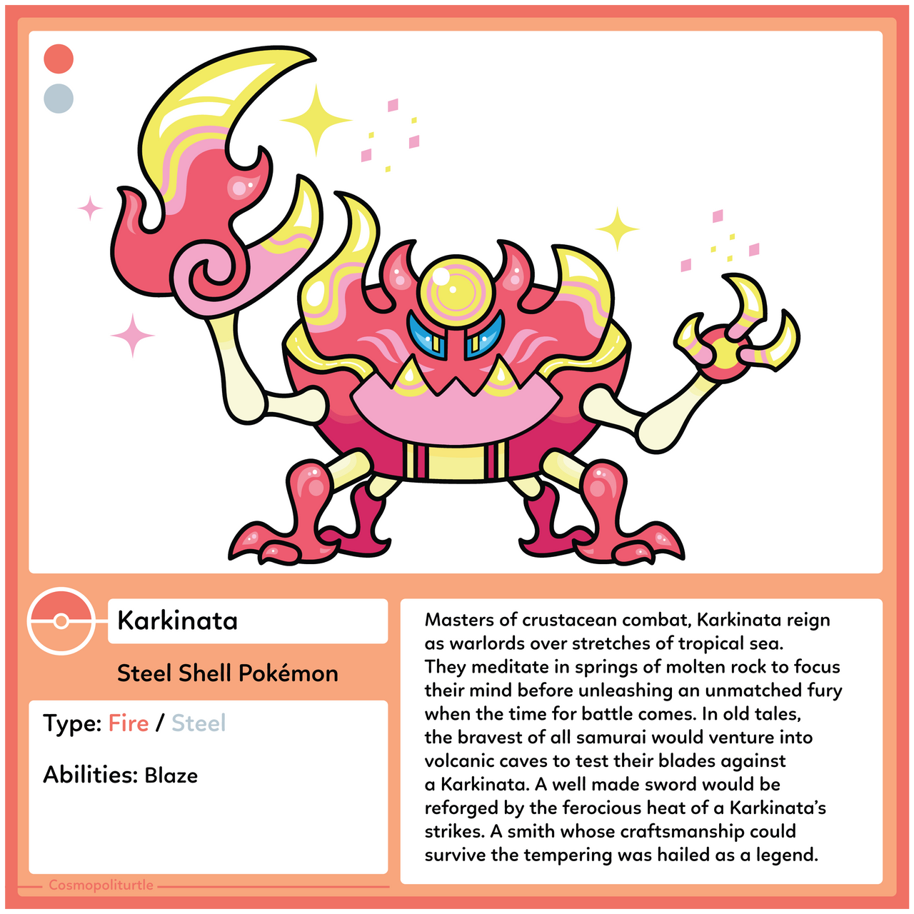 Fakemon #105 - Karkinata - Fire-Type Starter by Cosmopoliturtle on ...