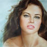 1054. portrait oil by dry brush. Adriana Lima