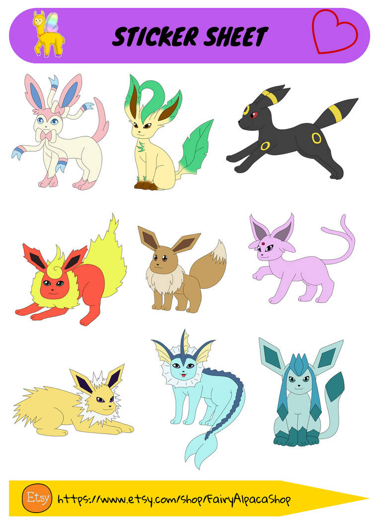 Eeveelution Pokemon Sticker Sheet Matte Kiss Cut by isabelle197 on ...