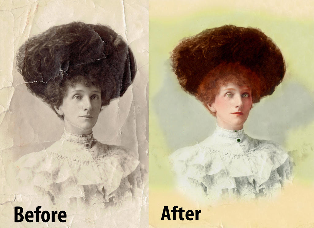 Antique photograph colorization before and after by SammieSpectacular ...