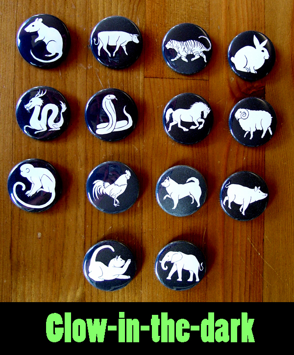 Glow-in-the-dark Zodiac Black Set Buttons