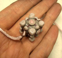 Companion Cube lampwork glass bead