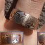 Mokume Gane twin star silver and copper ring
