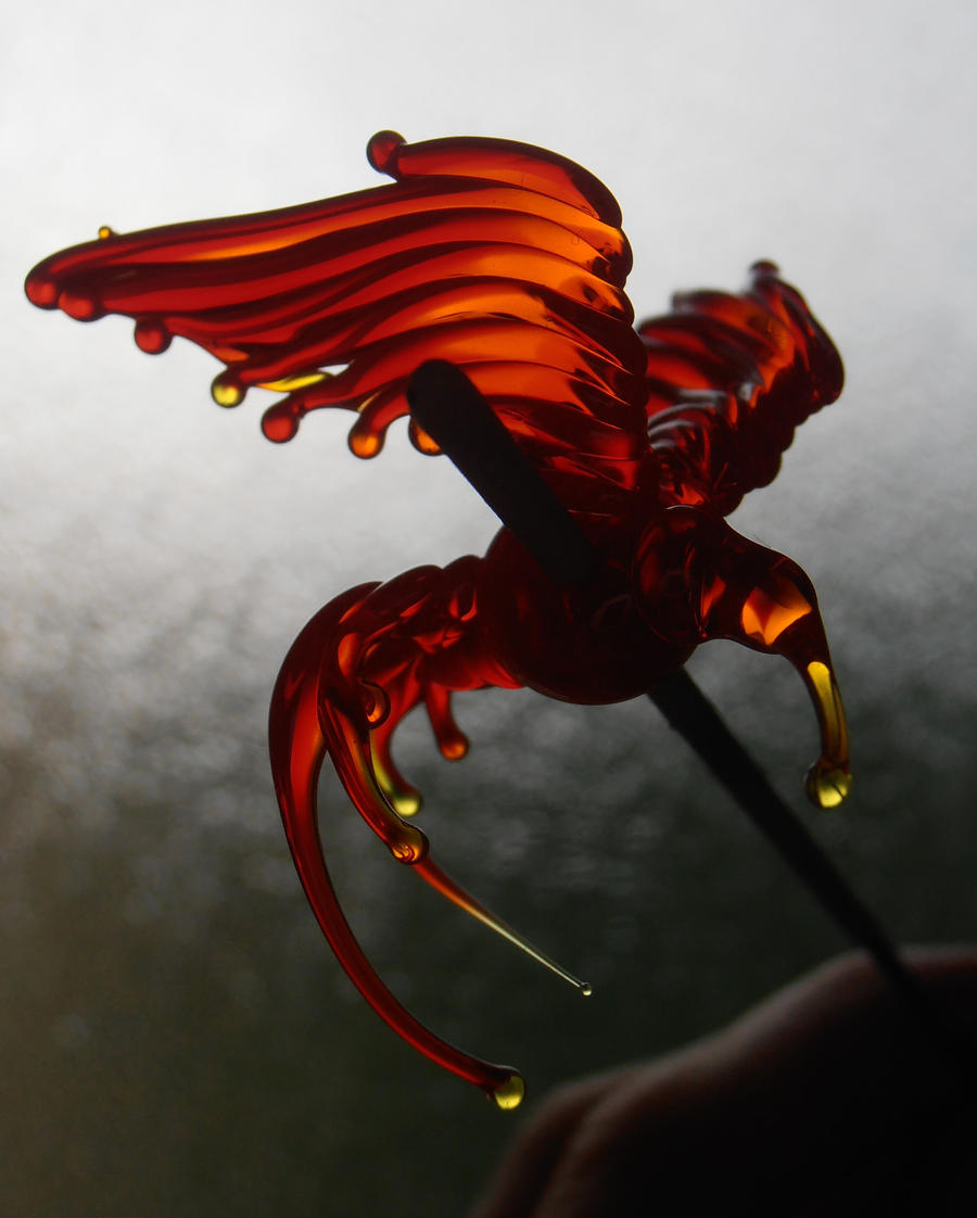 Bird of paradise tiny glass sculpture