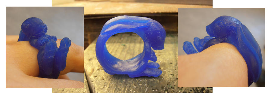 Bunny ring in progress by WeirdWondrous