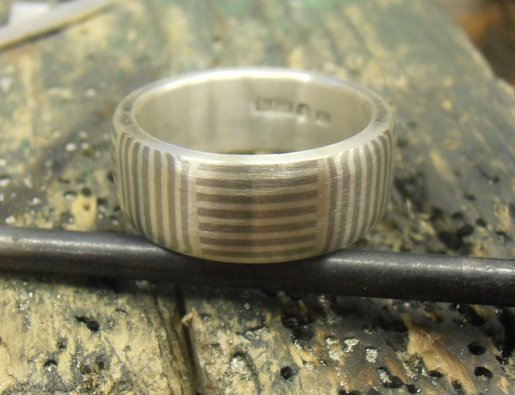 Mokume Mosaic band Silver and Palladium by fairyfrog
