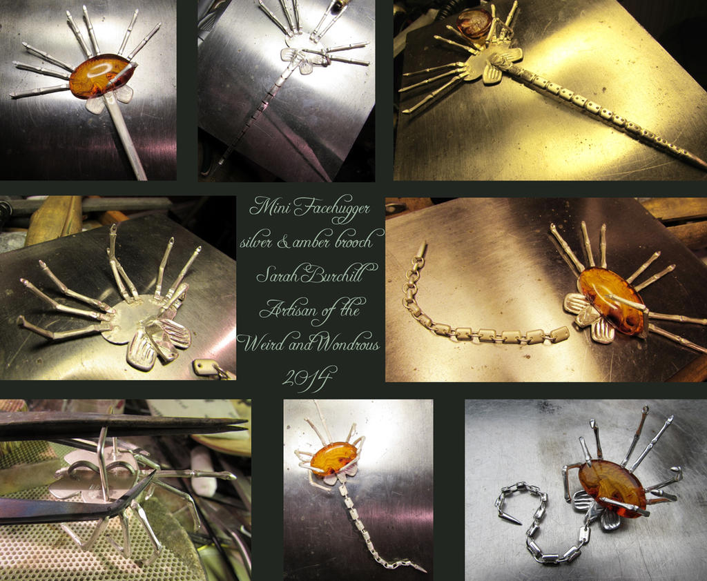 Facehugger Brooch Reversed Dissection by fairyfrog