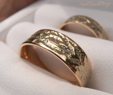 Aging wood wedding bands