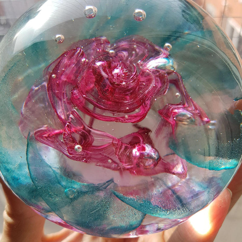 Floating Rose glass paperweight by WeirdWondrous