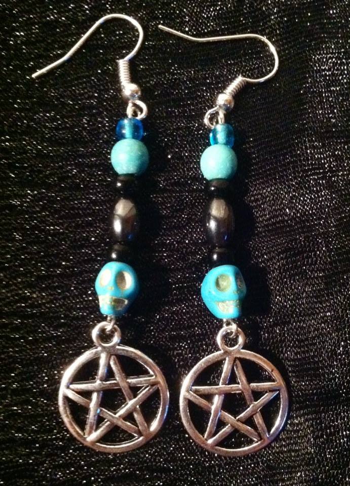 Turquoise and Hematite Pentagram Dangle earrings