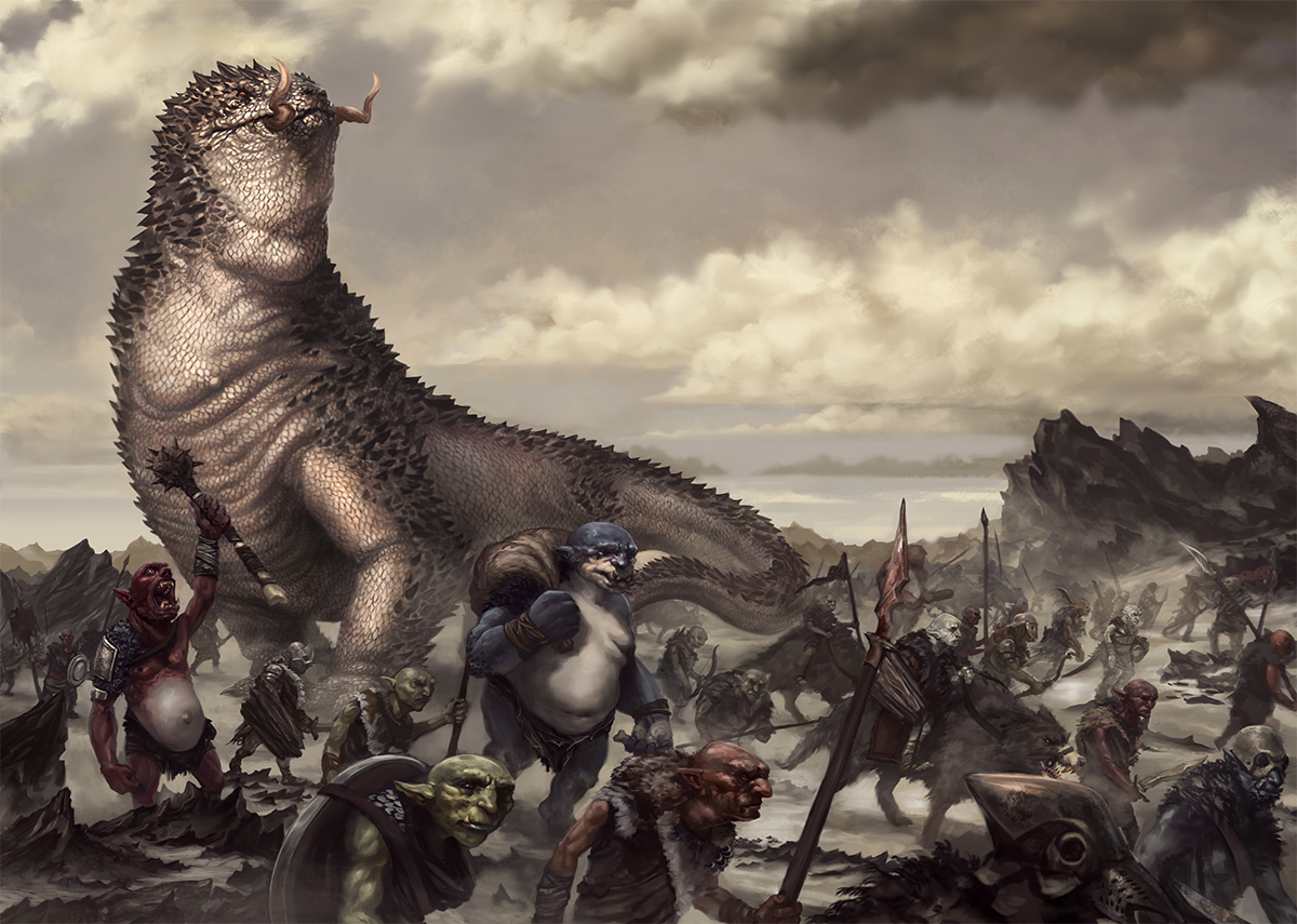 Glaurung: Father of Dragons, and his orc host. by JordyLakiere on DeviantArt