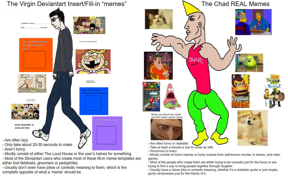 Fake Memes vs. Real Memes by GuyWhoLikesCartoons on DeviantArt