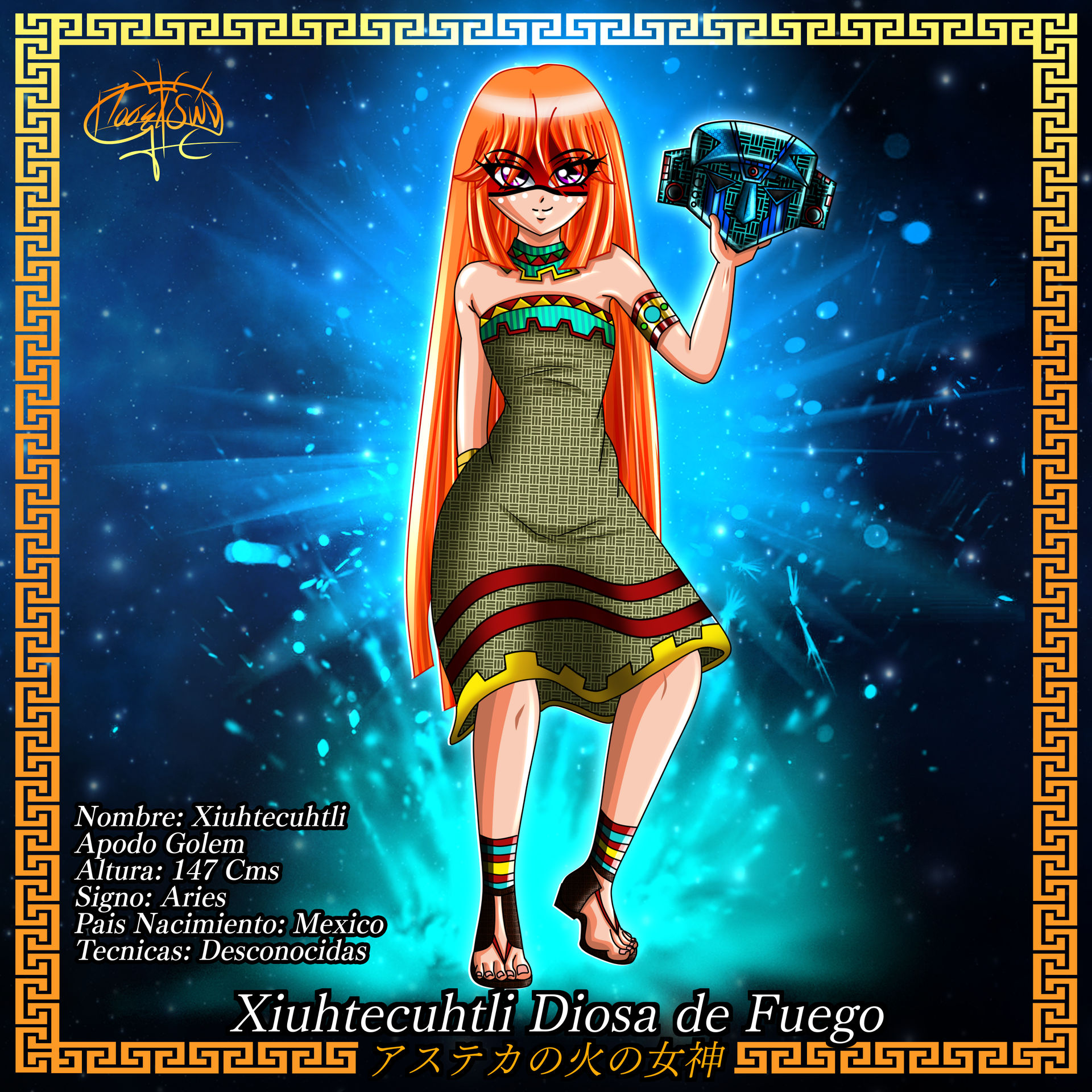 OC Xiuhtecuhtli Diosa Azteca del Fuego by PoseidonKingArt on DeviantArt