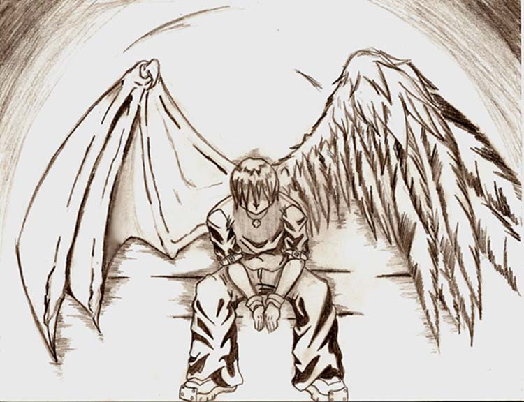 anime dark fallen angel sketch