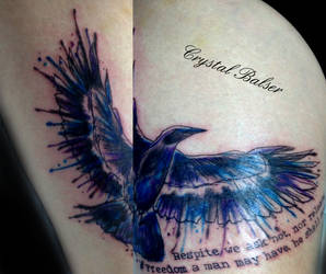 Watercolor crow tattoo