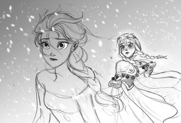 Elsa and Anna - sketch of Frozen