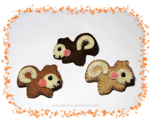 Squirrel Plush Brooches