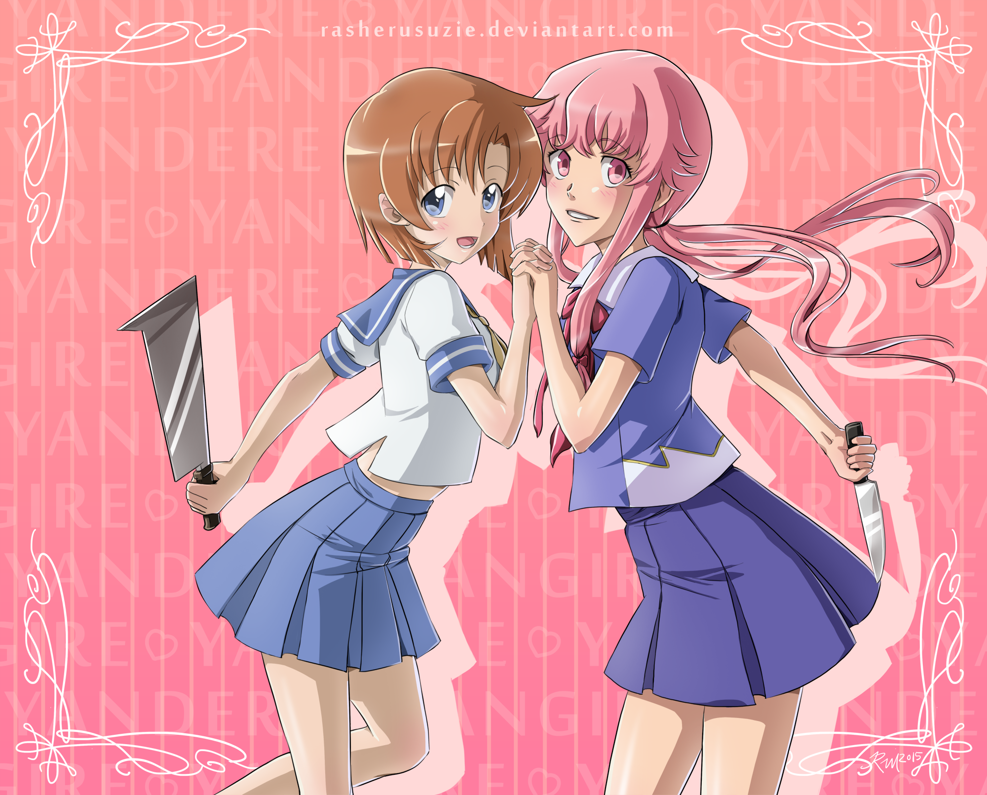 Mirai Nikki, Gasai Yuno, knife, yandere, anime girls