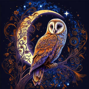 Owl with the moonlight 