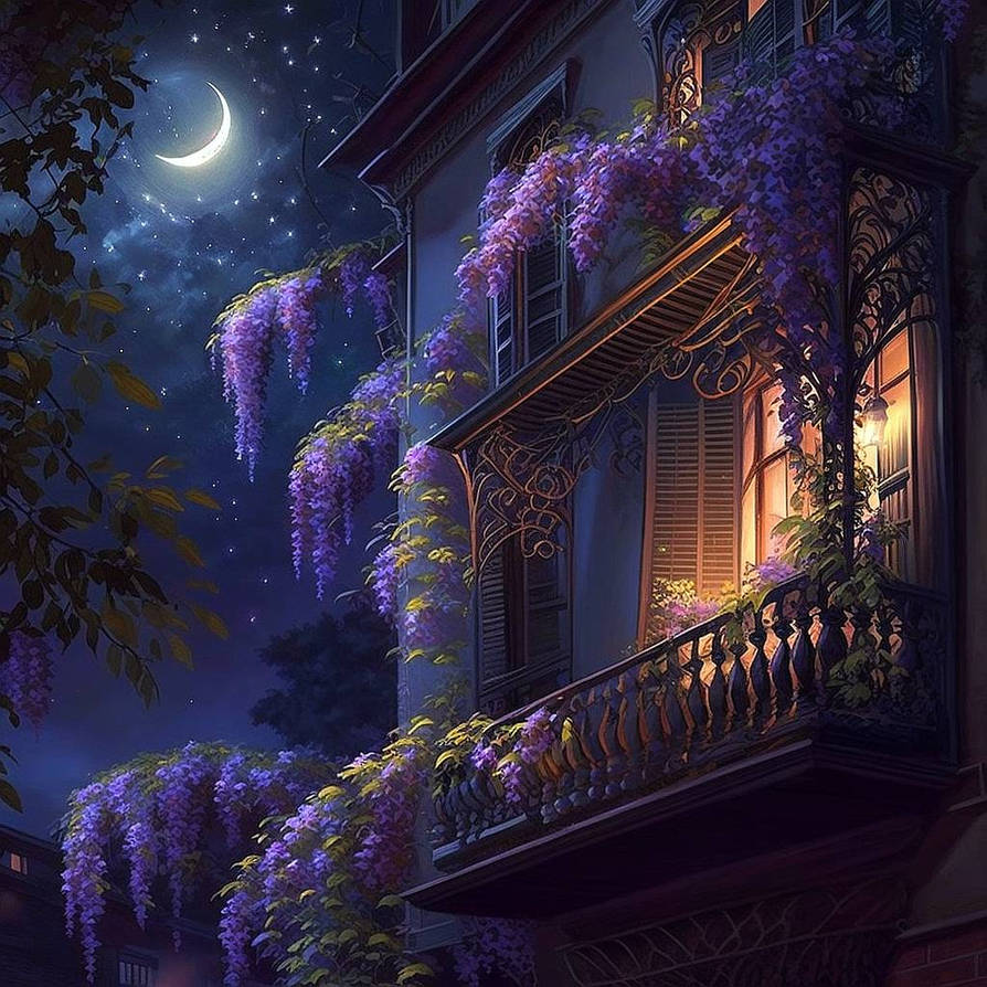Wisteria on the balcony by TheNocturnalSpirit on DeviantArt