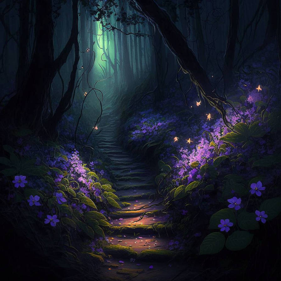 Path with fireflies by TheNocturnalSpirit on DeviantArt