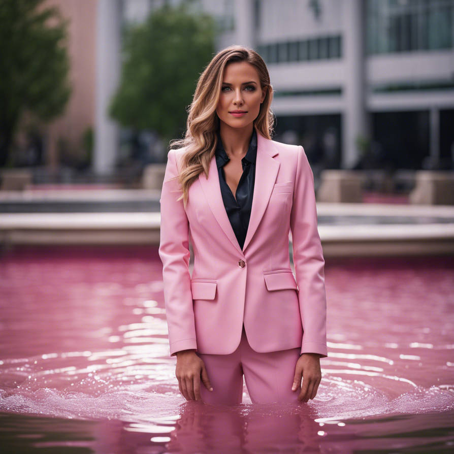 Female News Reporter Standing In Fountain Soaking by stefftgirl on ...