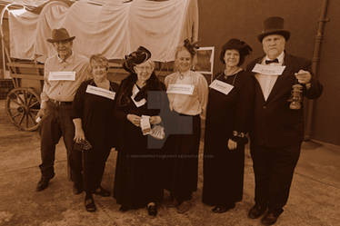 Dixon Historical Society in costume, in sepia