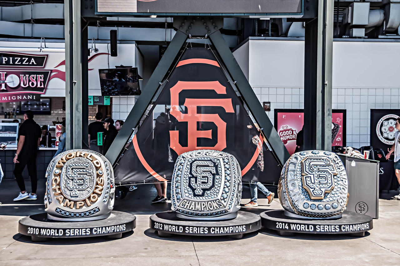 SF Giants trilogy of championship rings