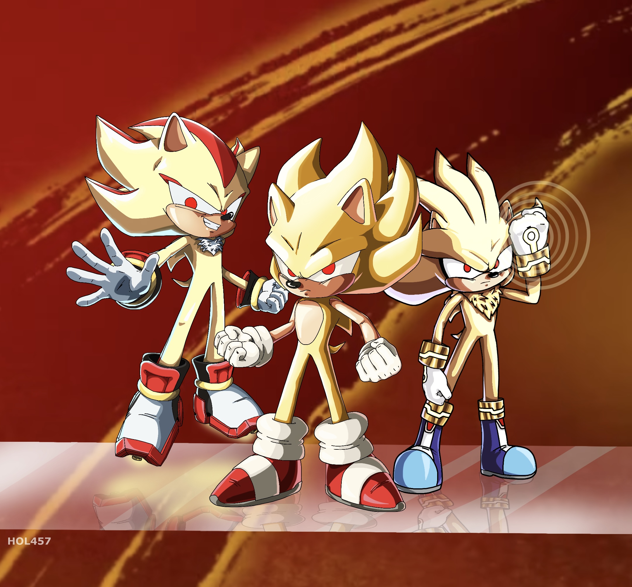 sonic the hedgehog, shadow the hedgehog, super sonic, and super shadow ( sonic and 1 more) drawn by usa37107692