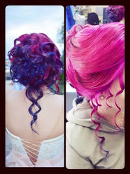 official hairstyle with blue and pink