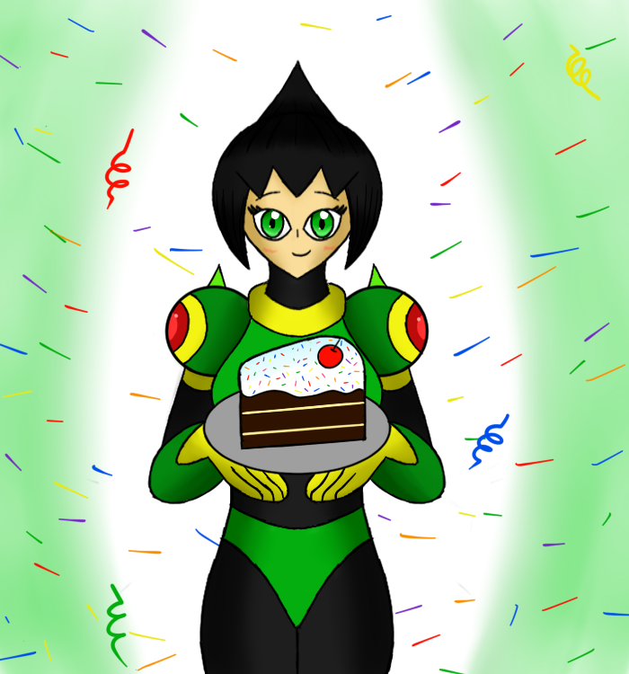 Jet Woman and Birthday Cake