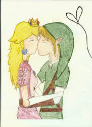 Peach and Link Kiss