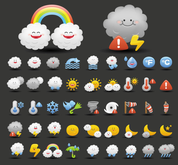 Vector Cartoon weather icons