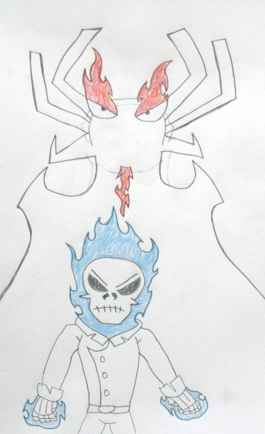 Ghost Rider and Aku, Lineart