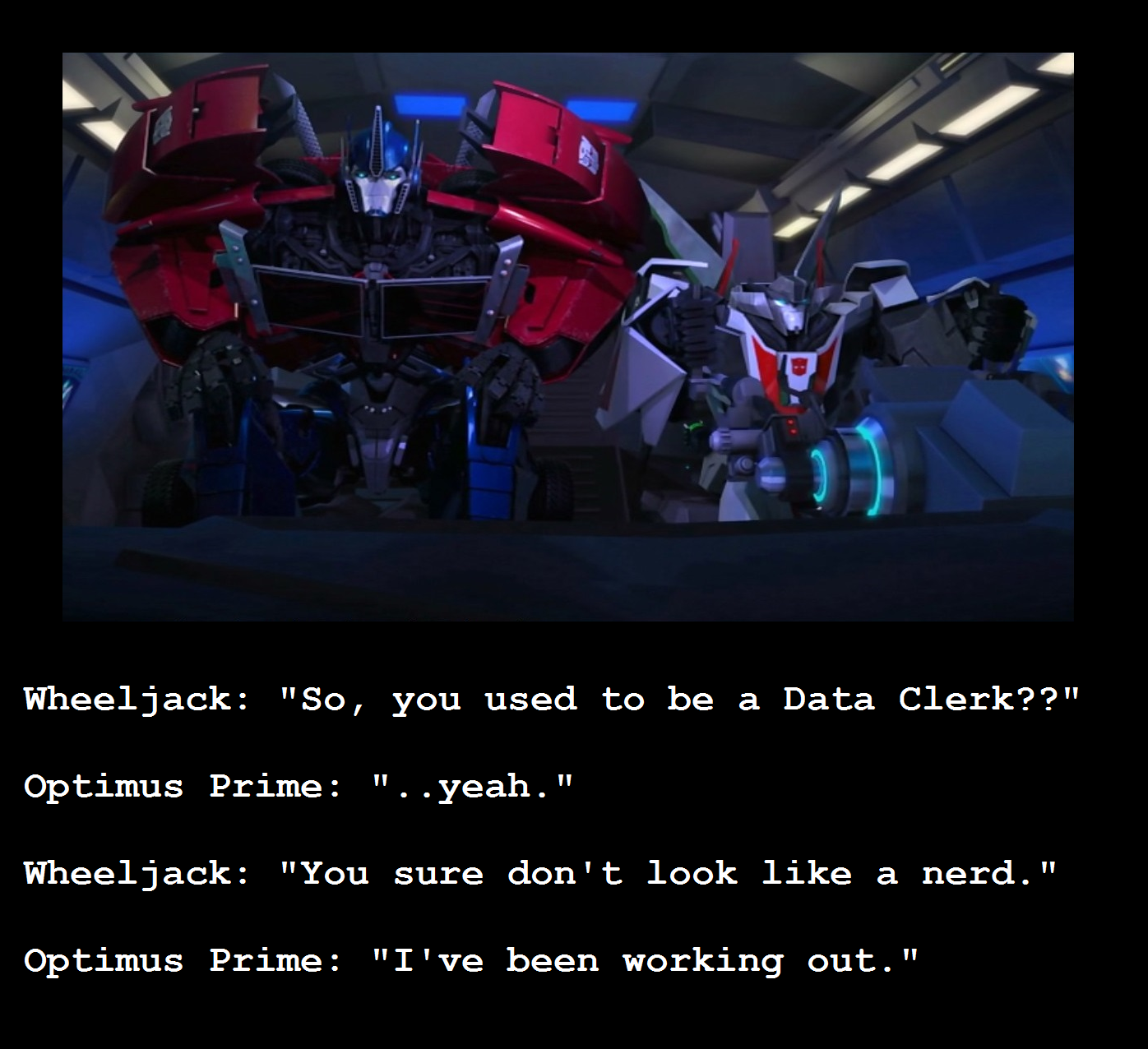 TFP Optimus and Wheeljack Motivational Poster