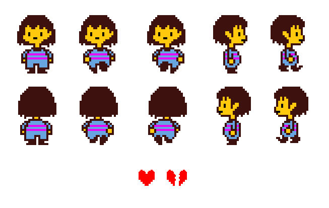 Frisk Sprites (Open Eyes Edit) by MetroXLR on DeviantArt