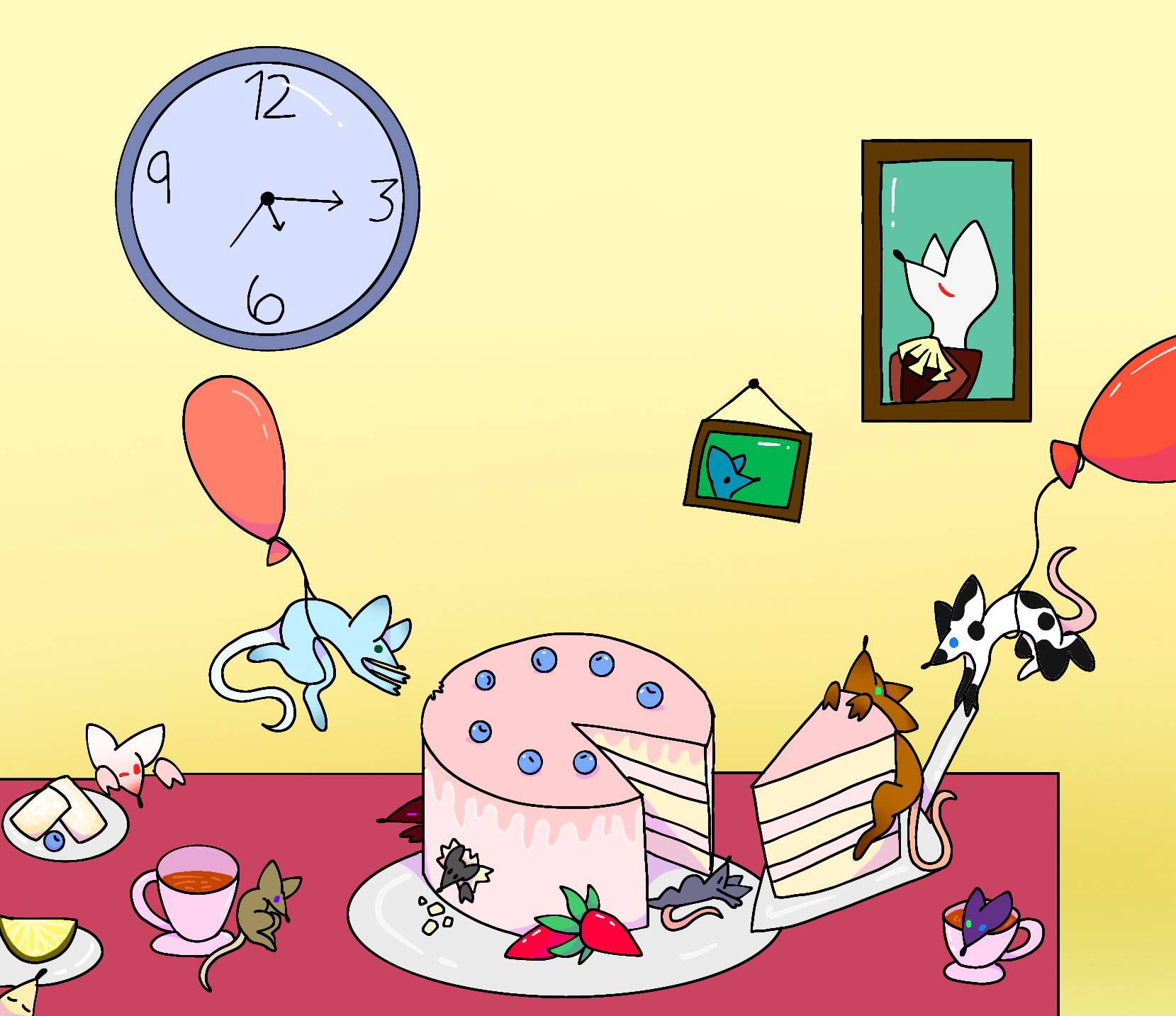 Mice having a party by shadowflare606 on DeviantArt