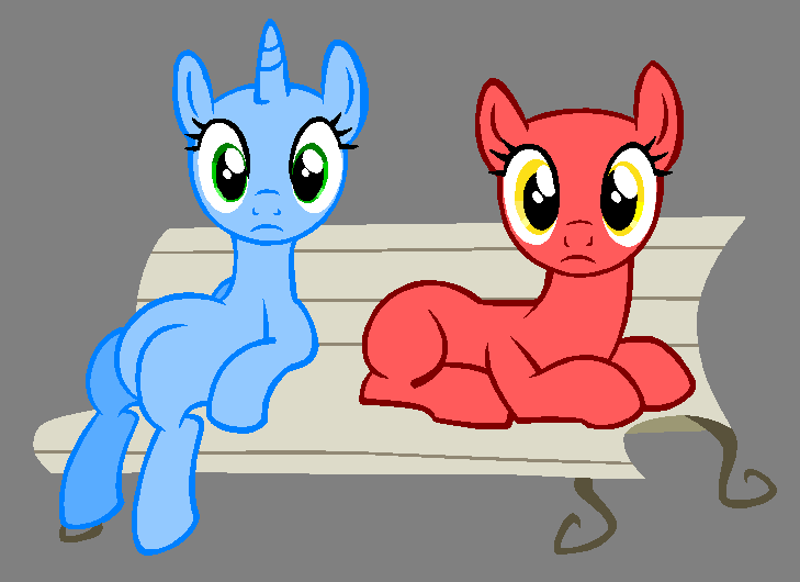 Ponies on a bench