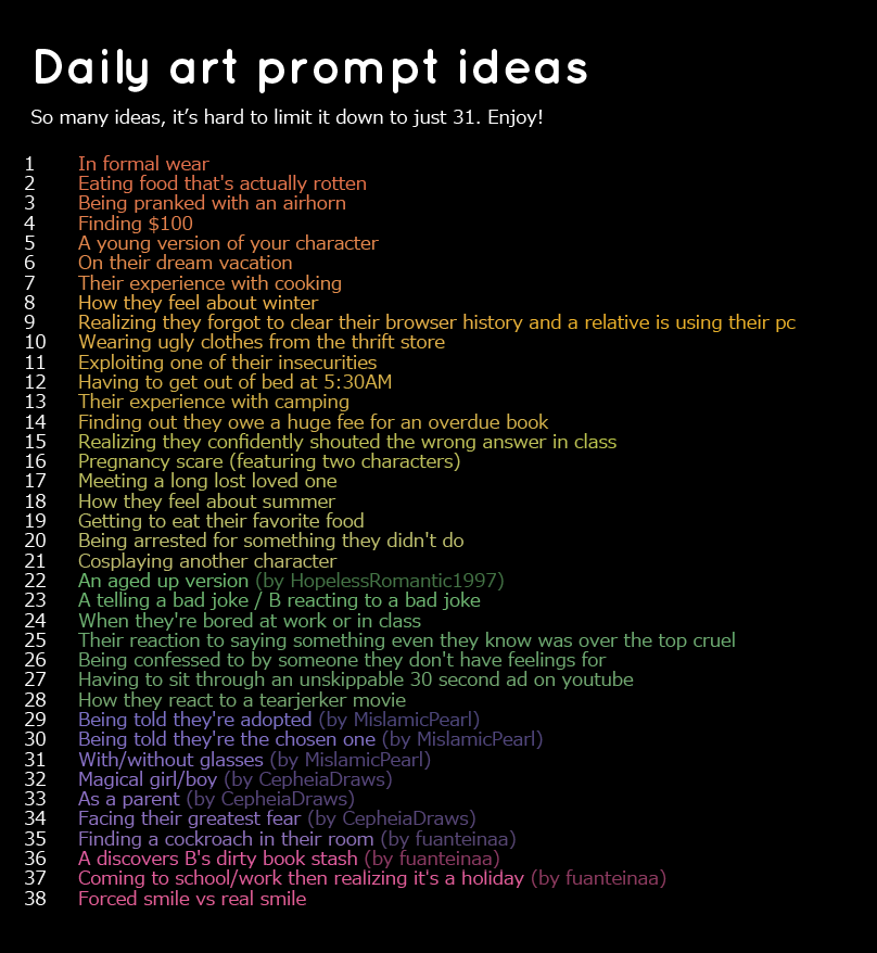 drawing prompts + ideas