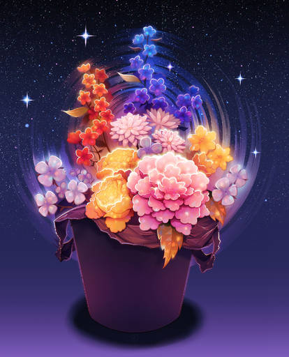 Flowers in a trash can.