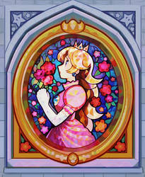Princess Peach stained glass