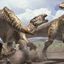 Gigantosaurus Attacks Macrogryphosaurus